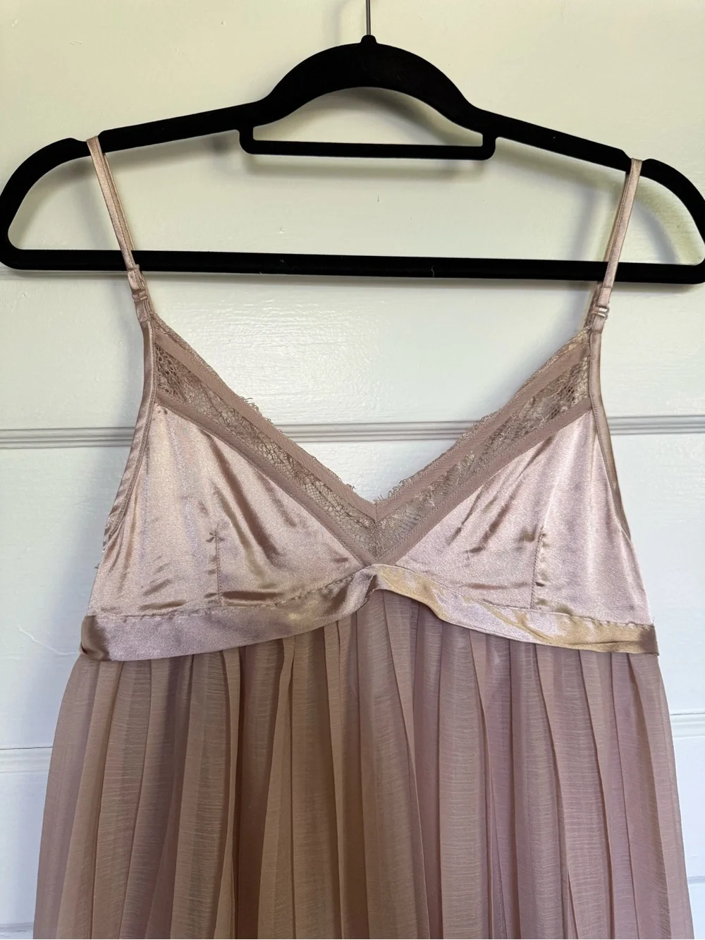 Daya Dusty Rose High-Low Chiffon Slip Dress w/Lace Trim Feminine Fairycore Sz S